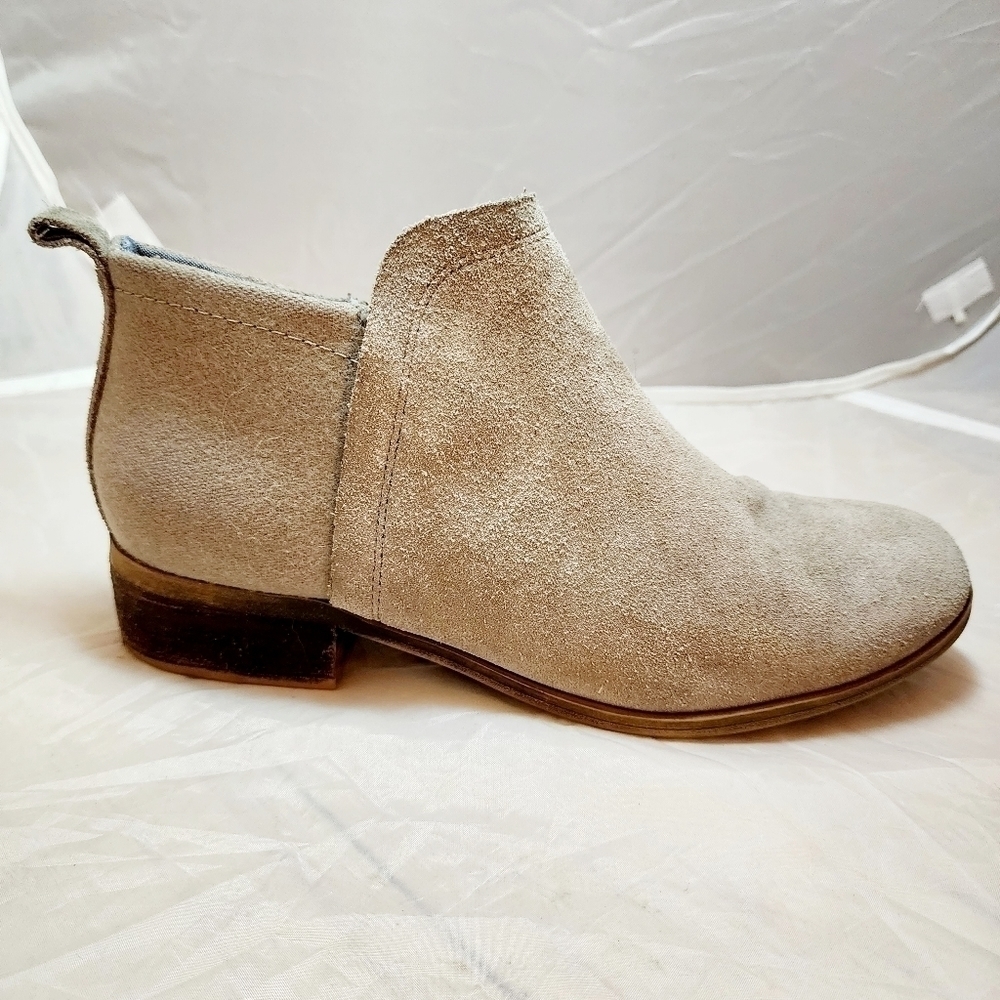 Toms Toffee Suede Deia Ankle Boots Women's 9 Tuape Neutral Tan Brown Side Zip - Picture 5 of 15